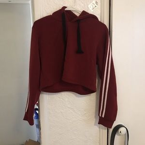 Maroon hoodie crop top